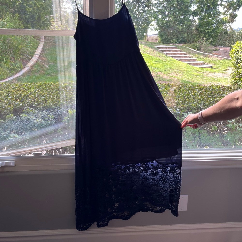 Anthropologie Navy Lace Hem Dress